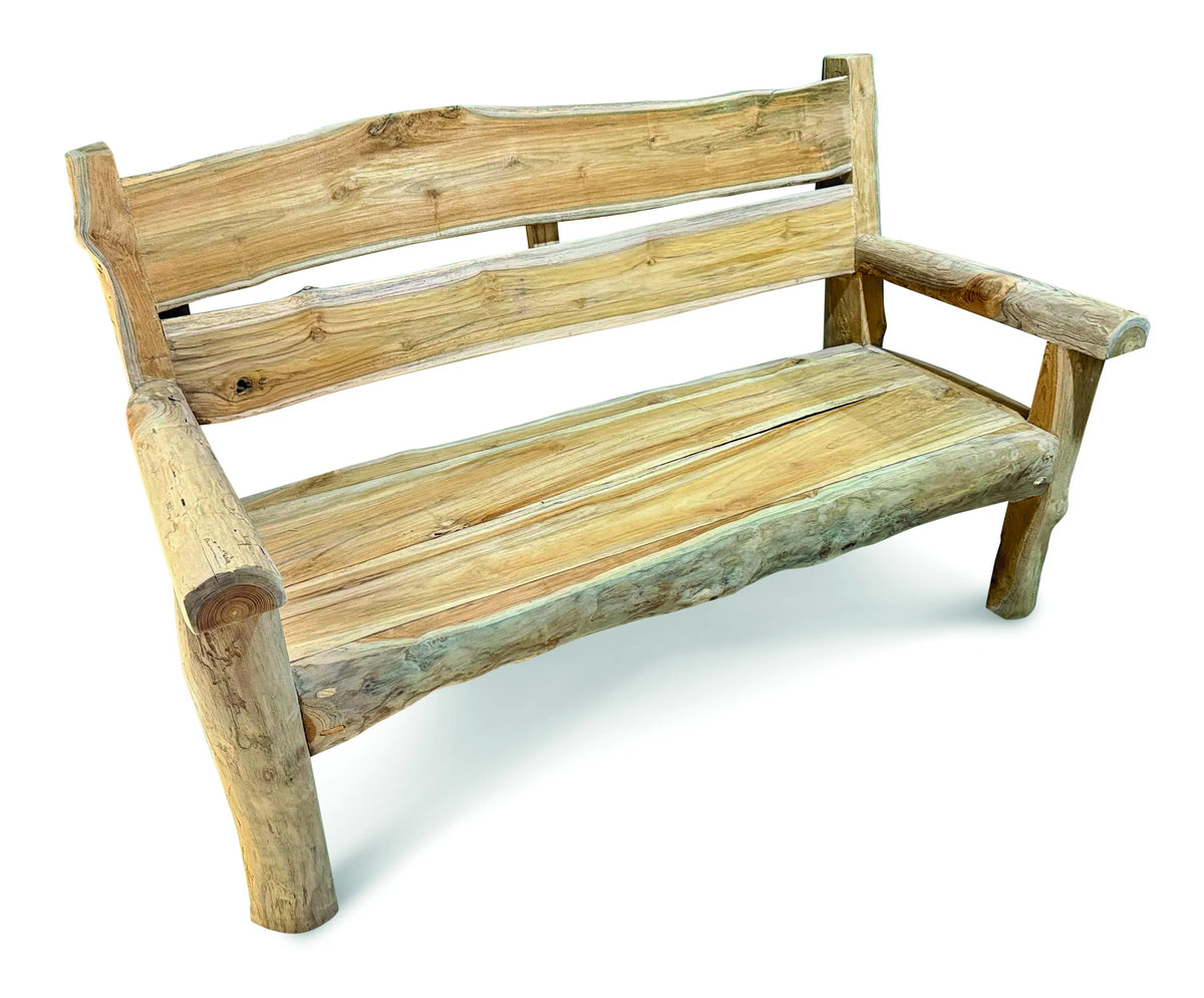 Rustic Solid Teak Chunky Garden Bench 170cm