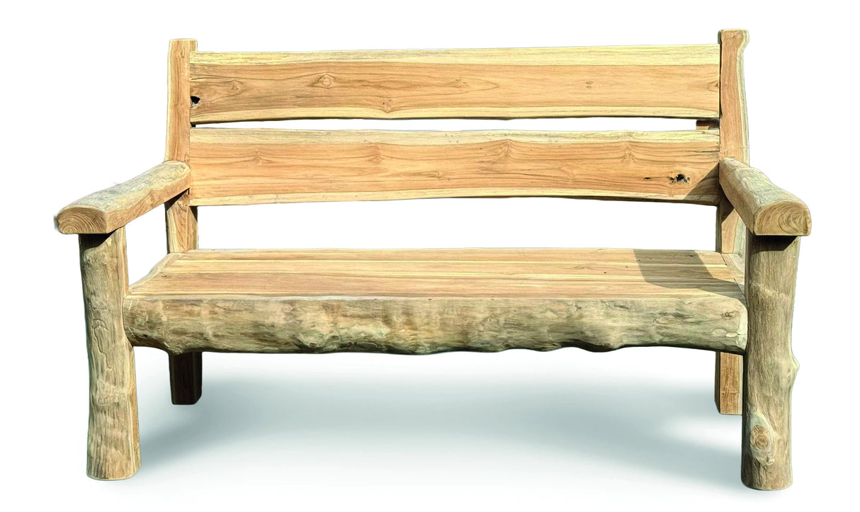 Rustic Solid Teak Chunky Garden Bench 170cm