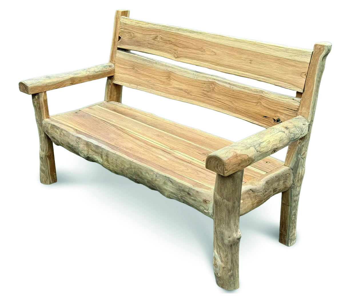 Rustic Solid Teak Chunky Garden Bench 170cm