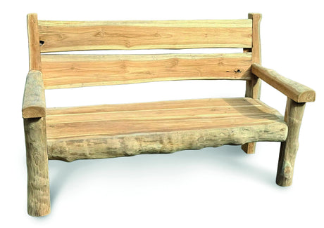 Rustic Solid Teak Chunky Garden Bench 170cm