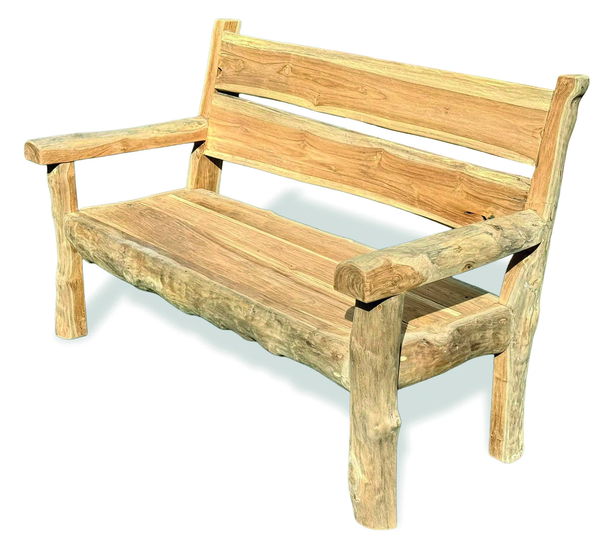 Rustic Solid Teak Chunky Garden Bench 170cm