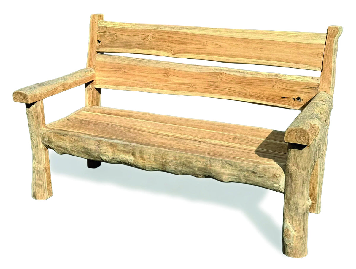 Rustic Solid Teak Chunky Garden Bench 170cm