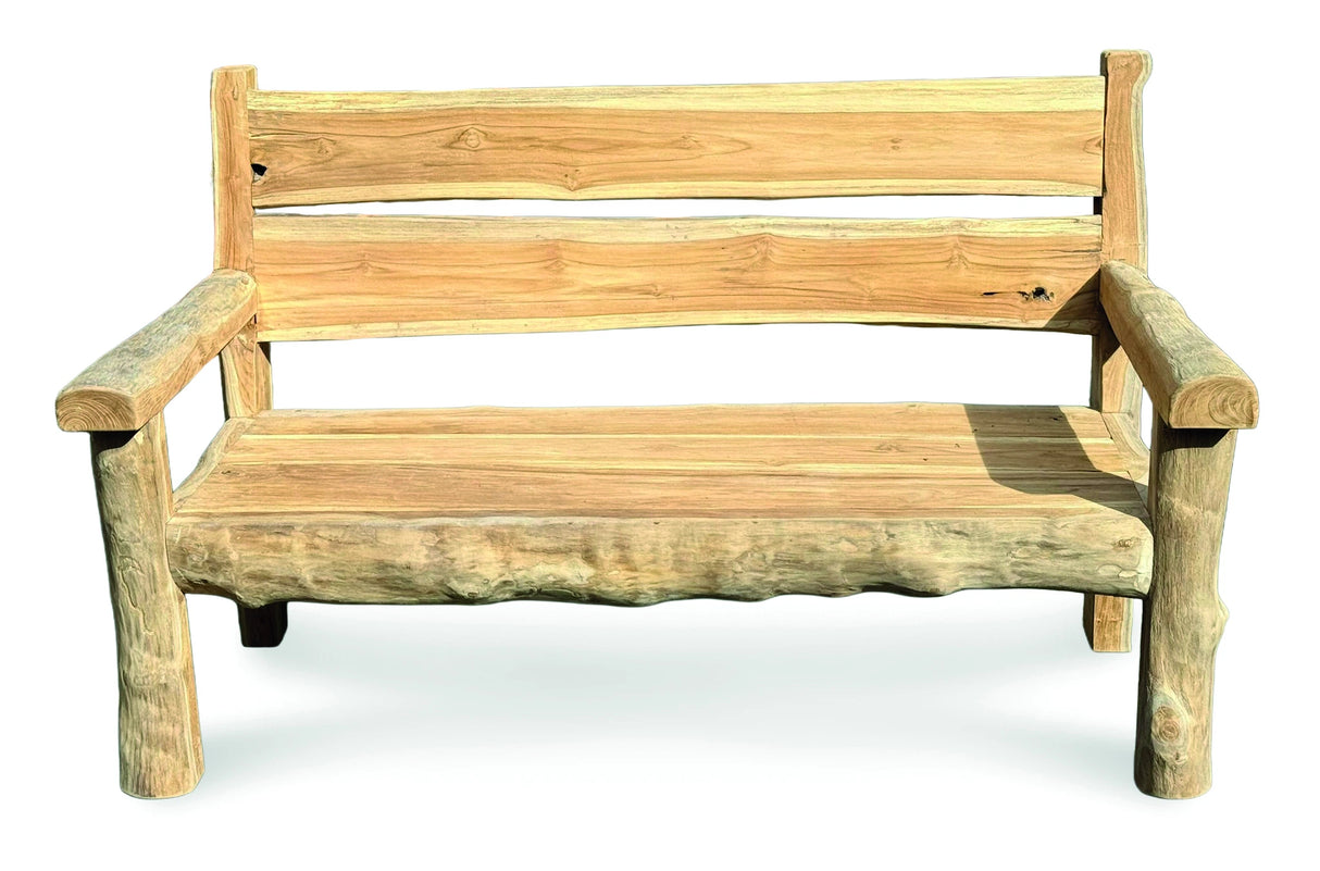 Rustic Solid Teak Chunky Garden Bench 170cm