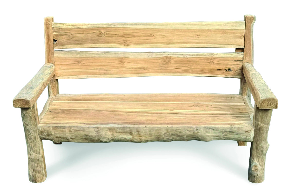 Rustic Solid Teak Chunky Garden Bench 170cm