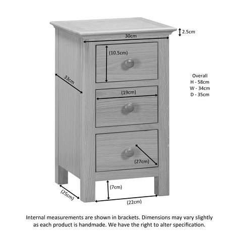 3 Drawer Bedside
