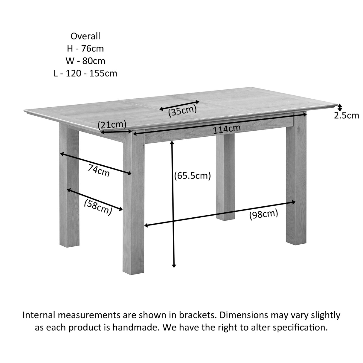 Extendable Dining Table 1200-1550