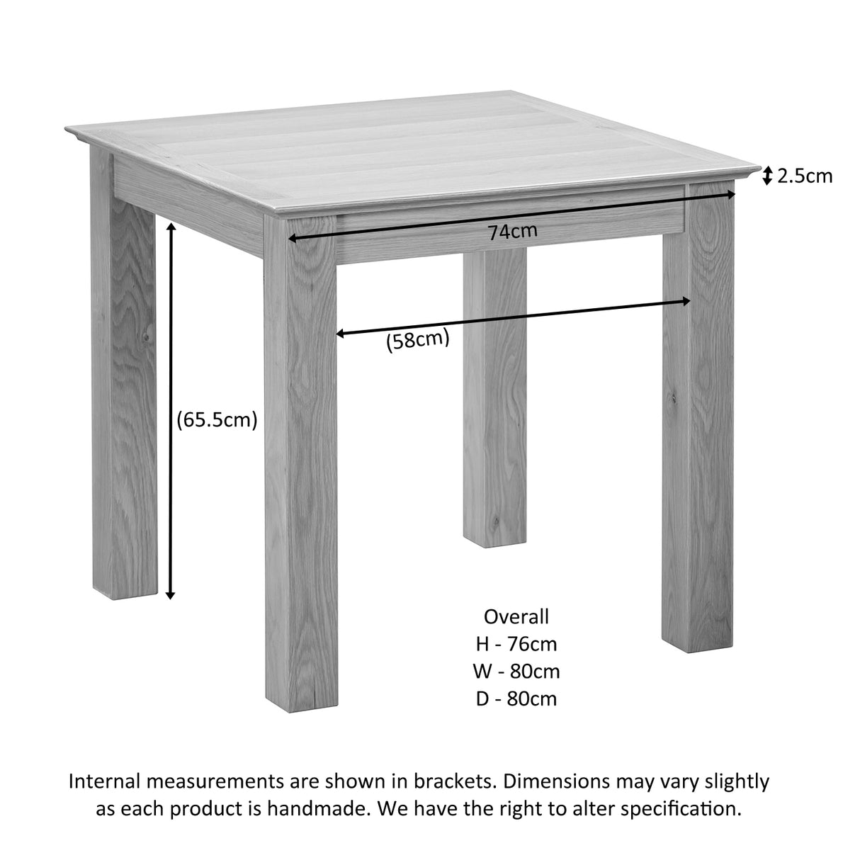 Fixed Top 80 x 80 table