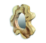 Teak Tree Slice Wall Mirror Small