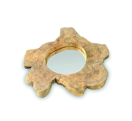 Teak Tree Slice Wall Mirror Small