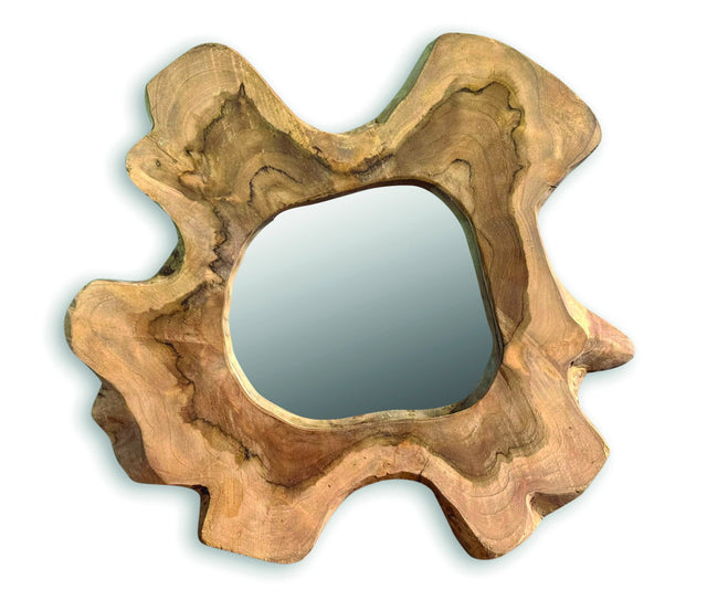 Teak Tree Slice Wall Mirror Medium