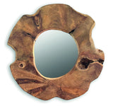 Teak Tree Slice Wall Mirror Medium