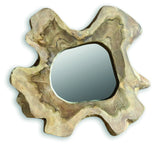 Teak Tree Slice Wall Mirror Medium