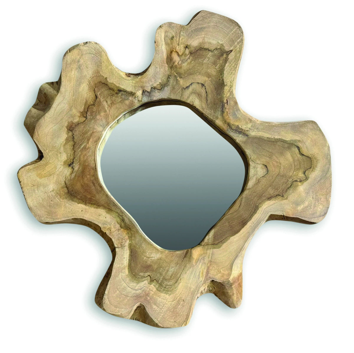 Teak Tree Slice Wall Mirror Medium