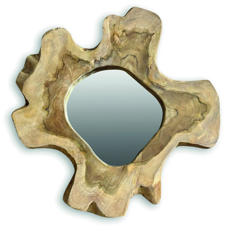 Teak Tree Slice Wall Mirror Medium