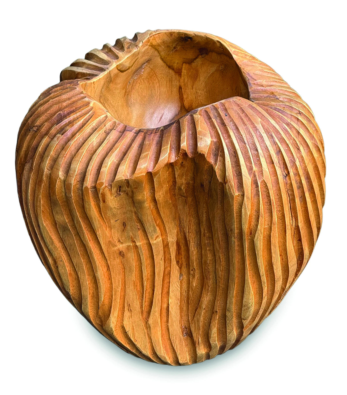 Striped Teak Vase 22-25cm