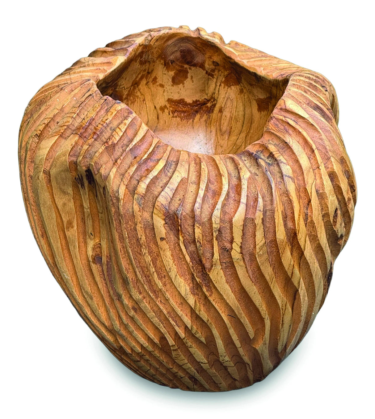 Striped Teak Vase 22-25cm