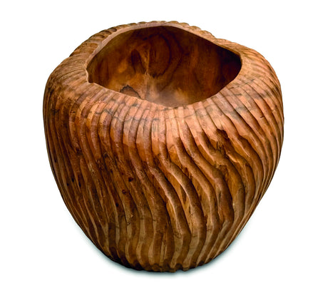 Striped Teak Vase 22-25cm