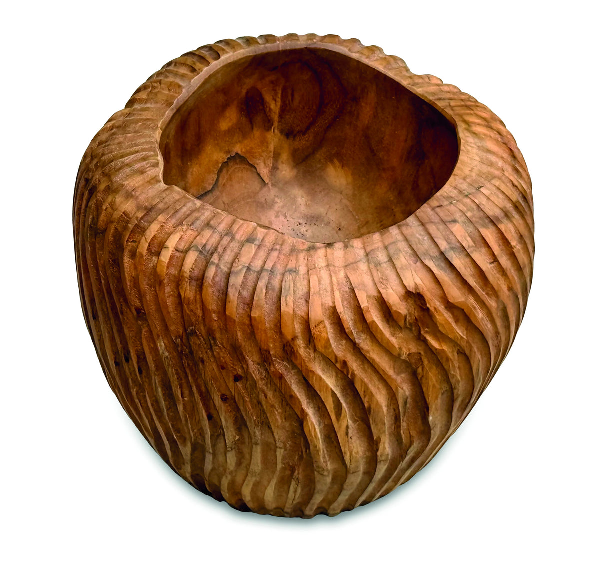 Striped Teak Vase 22-25cm