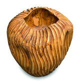 Striped Teak Vase 22-25cm