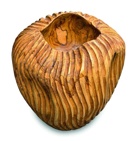 Striped Teak Vase 22-25cm
