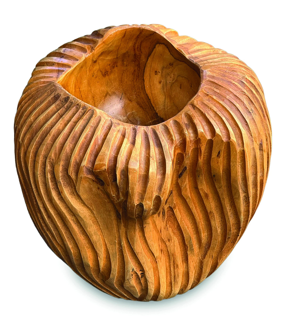 Striped Teak Vase 22-25cm