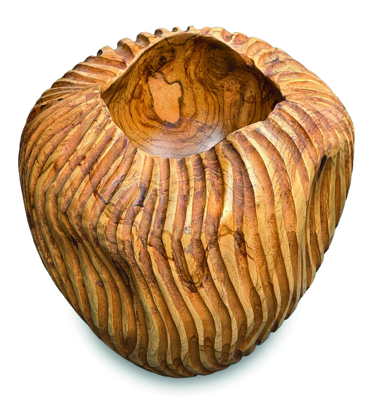 Striped Teak Vase 22-25cm