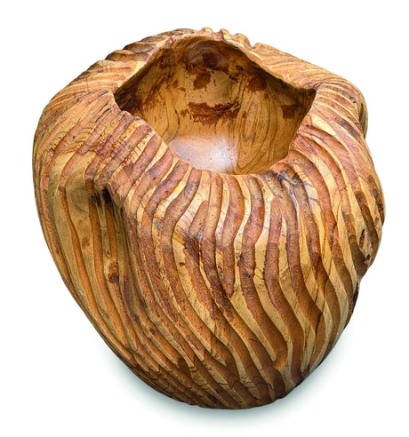 Striped Teak Vase 22-25cm