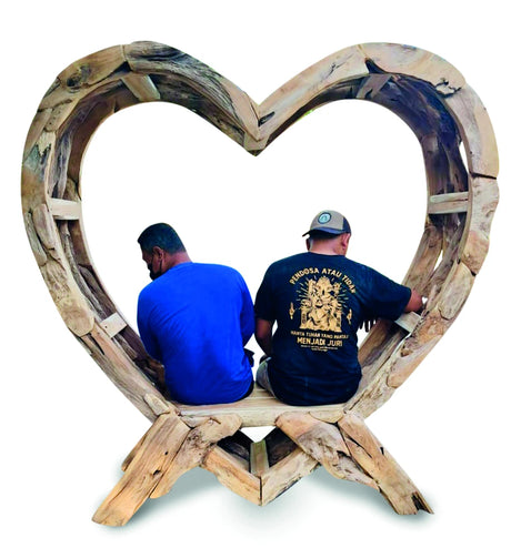 Teak Driftwood Love Bench 180cm