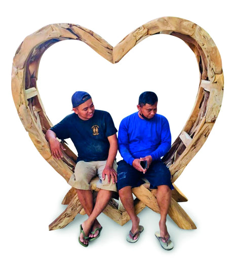 Teak Driftwood Love Bench 180cm