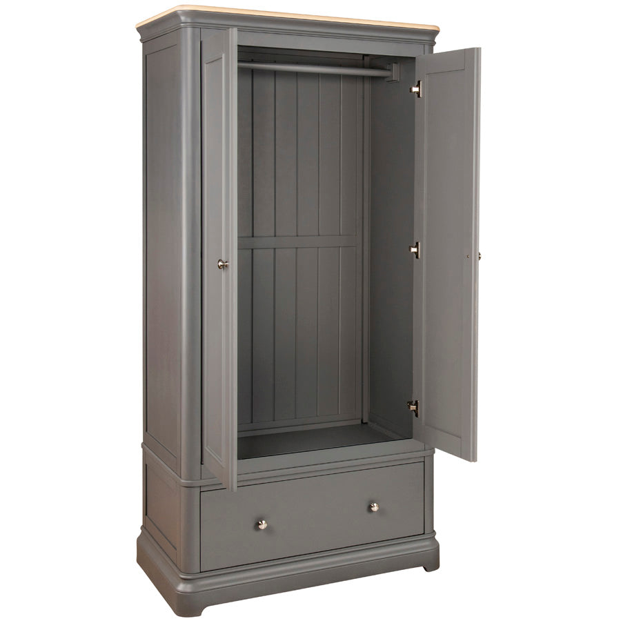 Double Wardrobe With Drawer (PEB032 - SLATE)
