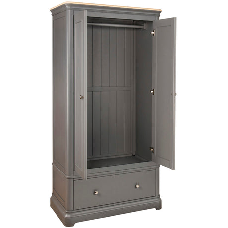 Double Wardrobe With Drawer (PEB032 - SLATE)