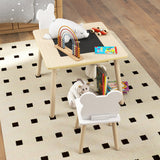 AIYAPLAY 3-Piece Kids Table and Chairs Set with Convertible Desk and Storage Grid, Kids Activity Table for Nursery, Playroom
