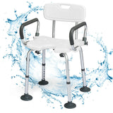 Non-Slip Shower Chair with U-Shaped Cutout for Elderly and Disabled-White