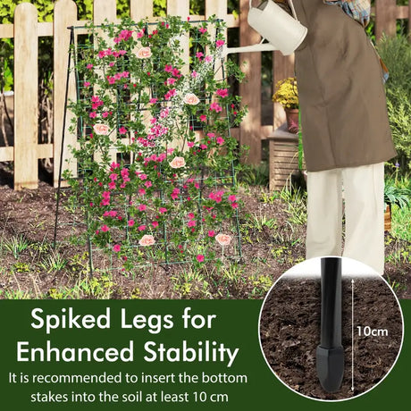 A-Frame Garden Trellis for Climbing Plants with Netting Vertical Support with Rustproof PE Coated Metal Posts
