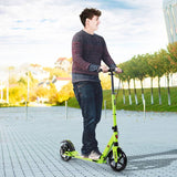 HOMCOM Kick Scooter, Folding 2 Wheel Scooter for 14+ Teens Adults, with Dual Brake System, Dual Suspension, 230mm Big Wheels, 3 Adjustable Handlebar, up to 100KG, Green