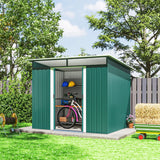 Outsunny 8.5 x 6ft Metal Shed with Lightsky Panels, Garden Storage Tool House with Double Doors for Garden, Patio and Lawn, Green