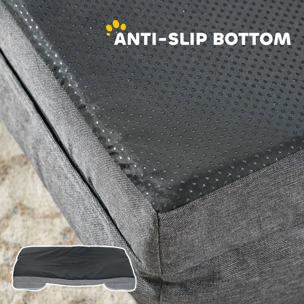 PawHut Dog Sofa Bed, Washable Pet Bed with Removable Cover and Non-Slip Bottom for Small, Medium and Large Dogs, Grey