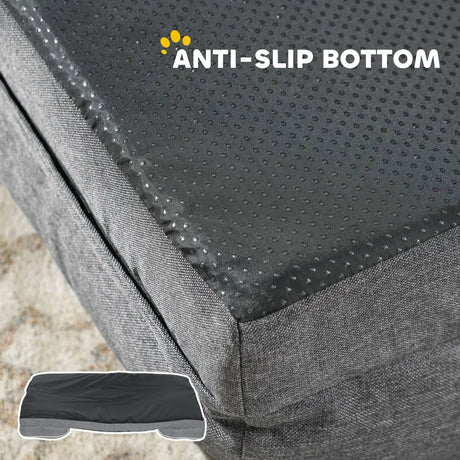 PawHut Dog Sofa Bed, Washable Pet Bed with Removable Cover and Non-Slip Bottom for Small, Medium and Large Dogs, Grey