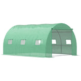 Outsunny Walk-in Polytunnel Greenhouse, Outdoor Garden Tunnel Greenhouse Tent with Zipped Roll-Up Door and 6 Mesh Windows, 4 x 3M