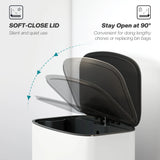 HOMCOM 50L Kitchen Bin with Soft-Close Lid and Stay-Open Function, Stainless Steel Pedal Bin with Removable Inner Bucket, Carry Handle for Kitchen, Office, Home, Cream