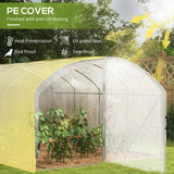 Outsunny Polytunnel Greenhouse Walk-in Grow House with UV-resistant PE Cover, Door, Galvanised Steel Frame, 4 x 3 x 2m, White