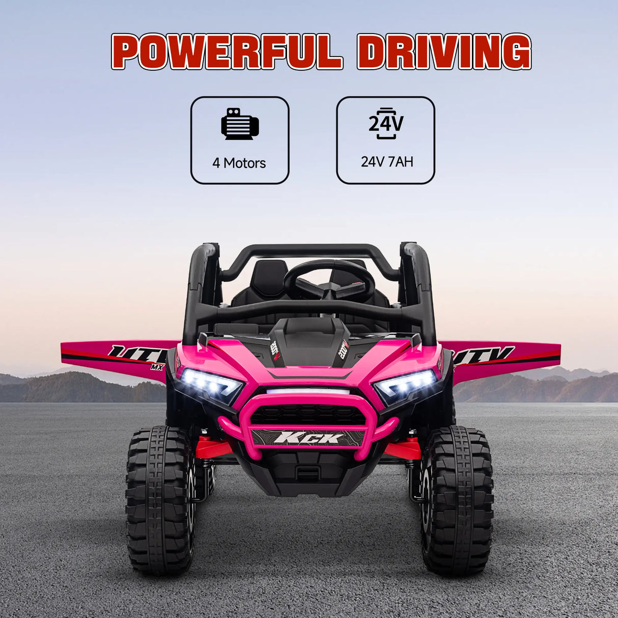 AIYAPLAY 2 Seater 24V 7AH Ride on Truck, Battery Powered Electric Ride On Car w/ Remote, Suspension, 3 Speeds, Pink