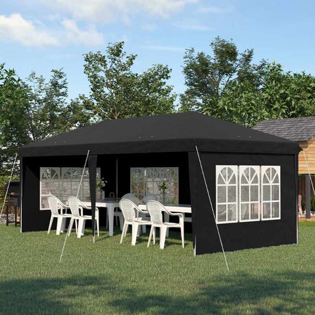 Outsunny 3 x 6m Pop-Up Gazebo, with Removable Walls - Black