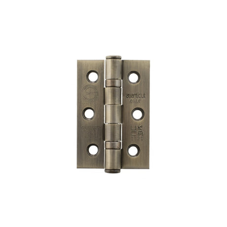 Atlantic CE Fire Rated Grade 7 Ball Bearing Hinges 3" x 2" x 2mm - Antique Brass - Pair