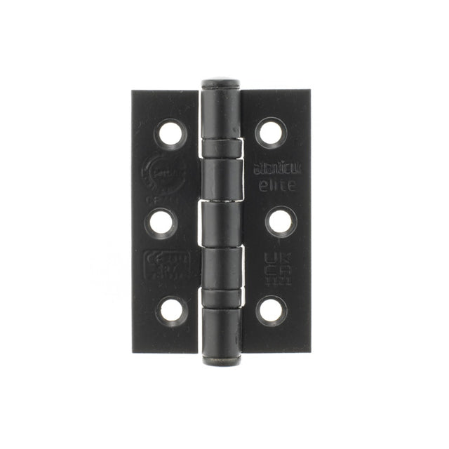 Atlantic CE Fire Rated Grade 7 Ball Bearing Hinges 3" x 2" x 2mm - Matt Black - Pair