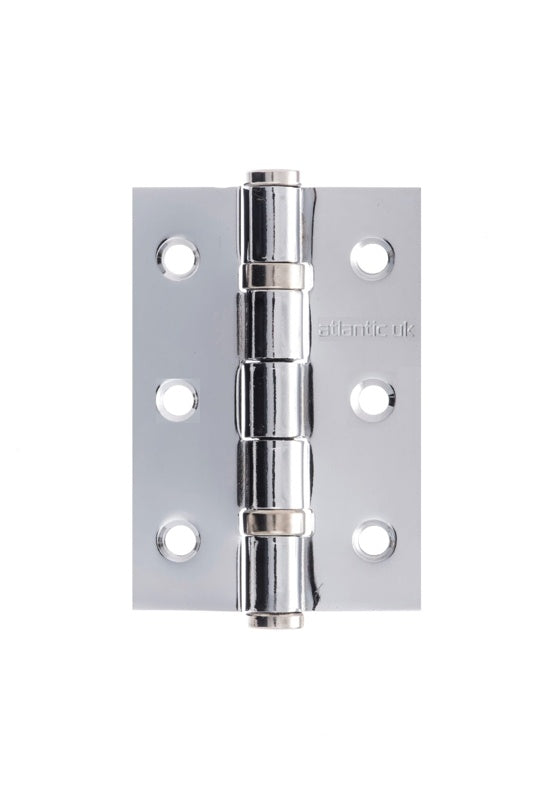 Atlantic CE Fire Rated Grade 7 Ball Bearing Hinges 3" x 2" x 2mm - Polished Stainless Steel - Pair