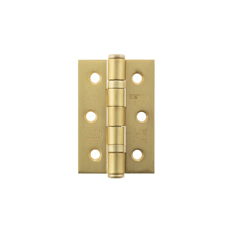 Atlantic CE Fire Rated Grade 7 Ball Bearing Hinges 3" x 2" x 2mm - Satin Brass - Pair