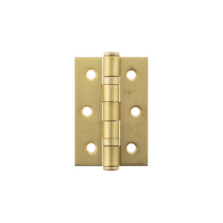 Atlantic CE Fire Rated Grade 7 Ball Bearing Hinges 3" x 2" x 2mm - Satin Brass - Pair