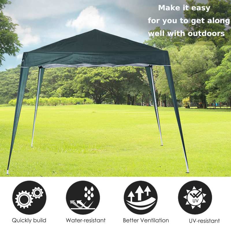 Outsunny 3 M x 3 M Base/ 2.5 M x 2.5 M Top Pop Up Gazebo with Carry Bag, Height Adjustable Slant Leg Party Tent Instant Event Shelter for Garden, Patio, Green