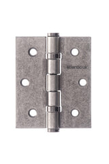 Atlantic Ball Bearing Hinges 3" x 2.5" x 2.5mm - Distressed Silver - Pair